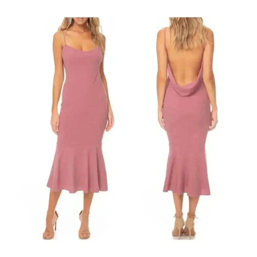 NWT Katie May Twirl Sleeveless Pink Drape Back Dress